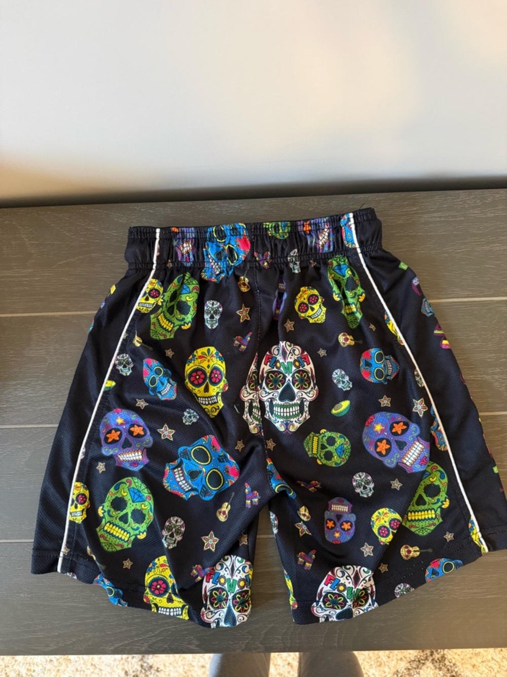 Flow Society Kids Black Sugar Skull Lax Shorts Youth Small